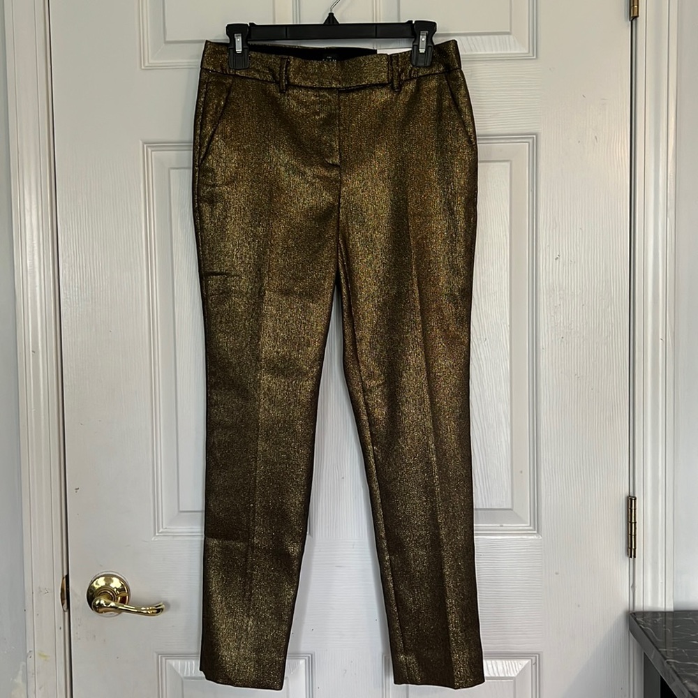 White House Black Market Gold Shimmer Pants Sz 2